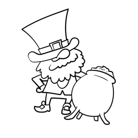 Leprechaun cartoon drawing black and white clipart