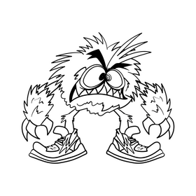 Monster cartoon drawing black and white clipart