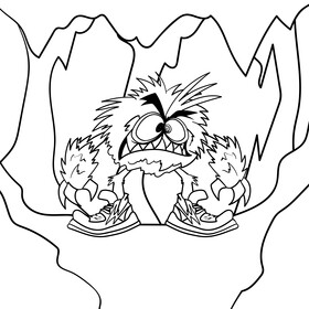 Monster cartoon drawing black and white vector