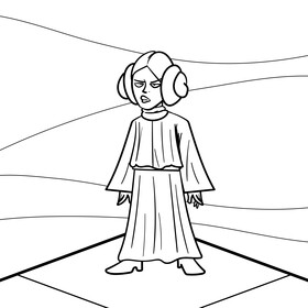 Princess leia cartoon drawing black and white vector