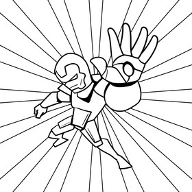 Iron man cartoon drawing black and white vector