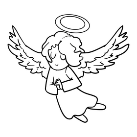 Angel cartoon drawing black and white clipart