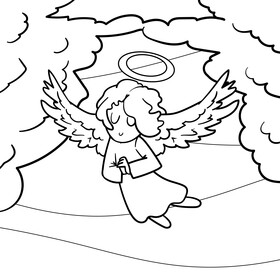 Angel cartoon drawing black and white vector