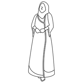 Qatar national dress black and white clipart