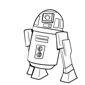 R2d2 cartoon drawing black and white clipart