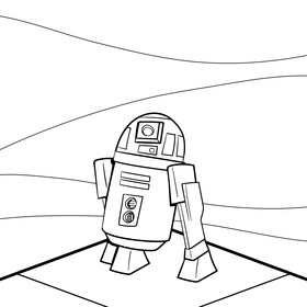 R2d2 cartoon drawing black and white vector