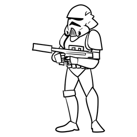 Stormtrooper cartoon drawing black and white clipart