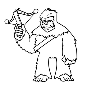 Chewbacca cartoon drawing black and white clipart