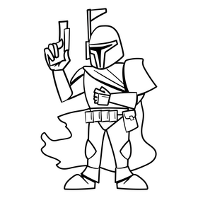 Boba fett cartoon drawing black and white clipart