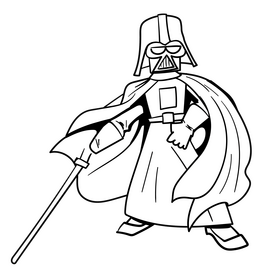 Darth vader cartoon drawing black and white clipart