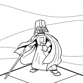 Darth vader cartoon drawing black and white vector
