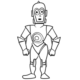 C3po cartoon drawing black and white clipart