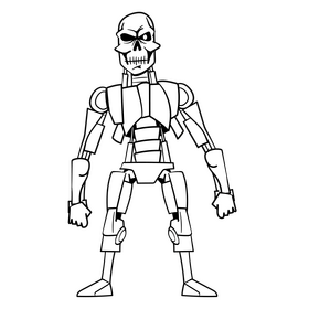 Terminator cartoon drawing black and white clipart