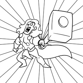 Thor cartoon drawing black and white vector