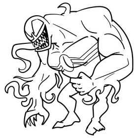 Venom cartoon black and white clipart