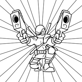 Deadpool cartoon drawing black and white vector