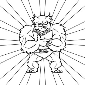 Beast cartoon drawing black and white vector