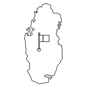 Qatar map and flag black and white clipart