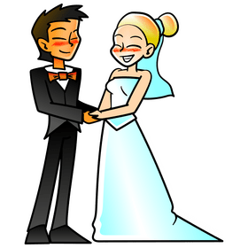 Bride and groom cartoon clipart