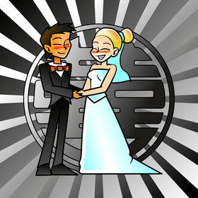 Bride and groom cartoon vector