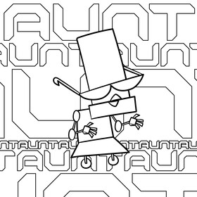 Roboaunt cartoon drawing black and white vector