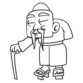 Grandfather cartoon drawing black and white clipart