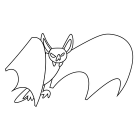 Bat creepy drawing black and white clipart