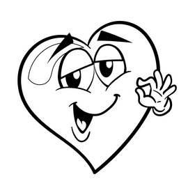 Hearth cartoon drawing black and white clipart