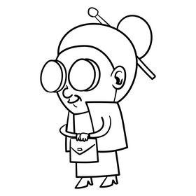 Grandmother cartoon drawing black and white clipart