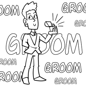 Groom cartoon drawing black and white vector