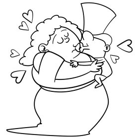 Bride and groom cartoon drawing black and white clipart