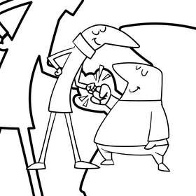 Brothers cartoon drawing black and white vector