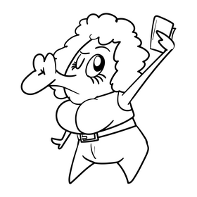 Sister cartoon drawing black and white clipart