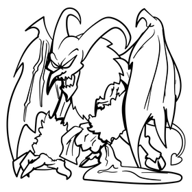 Krampus cartoon drawing black and white clipart