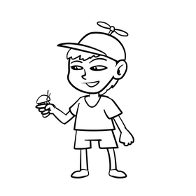 Baby boy cartoon drawing black and white clipart