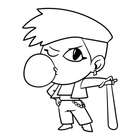 Baby girl cartoon drawing black and white clipart