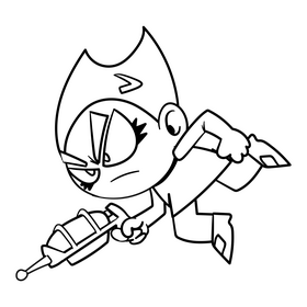 Baby girl cartoon drawing black and white clipart