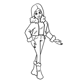 Barbie cartoon drawing black and white clipart