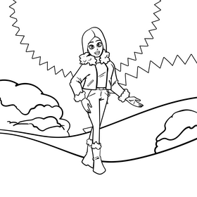 Barbie cartoon drawing black and white vector