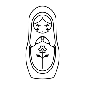 Russian matryoshka doll black and white clipart