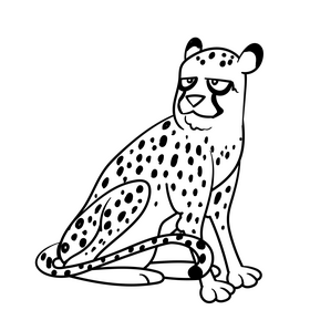 Cheetah cartoon drawing black and white clipart