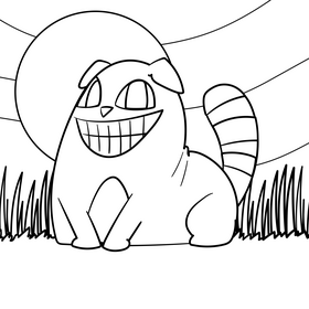 Cheshire Cat cartoon drawing black and white vector