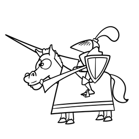 Knight cartoon drawing black and white clipart