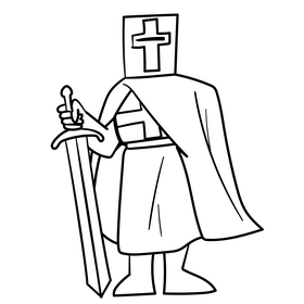 Knight cartoon drawing black and white clipart