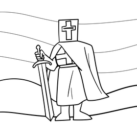 Knight cartoon drawing black and white vector