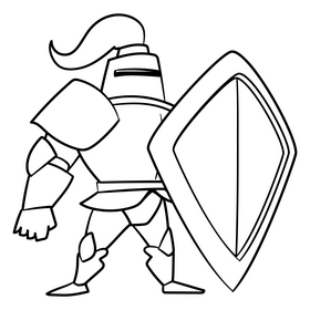 Knight cartoon drawing black and white clipart