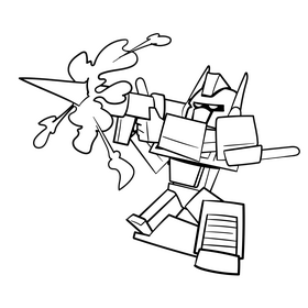 Optimus Prime cartoon drawing black and white clipart
