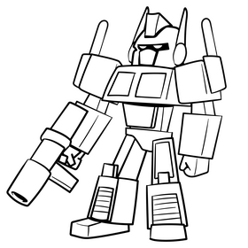 Optimus Prime cartoon drawing black and white clipart