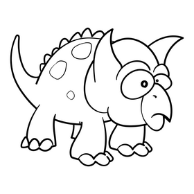 Triceratops cartoon drawing black and white clipart