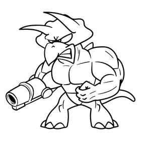 Triceratops cartoon black and white clipart